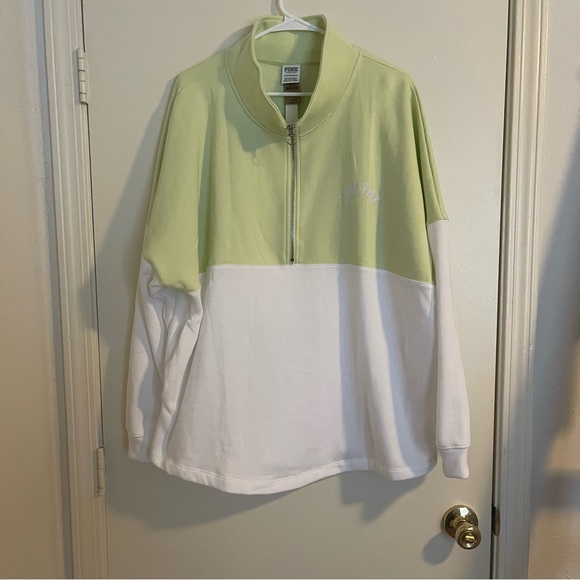 Pink FLEECE OVERSIZED QUARTER-ZIP SWEATSHIRT - Picture 2 of 4